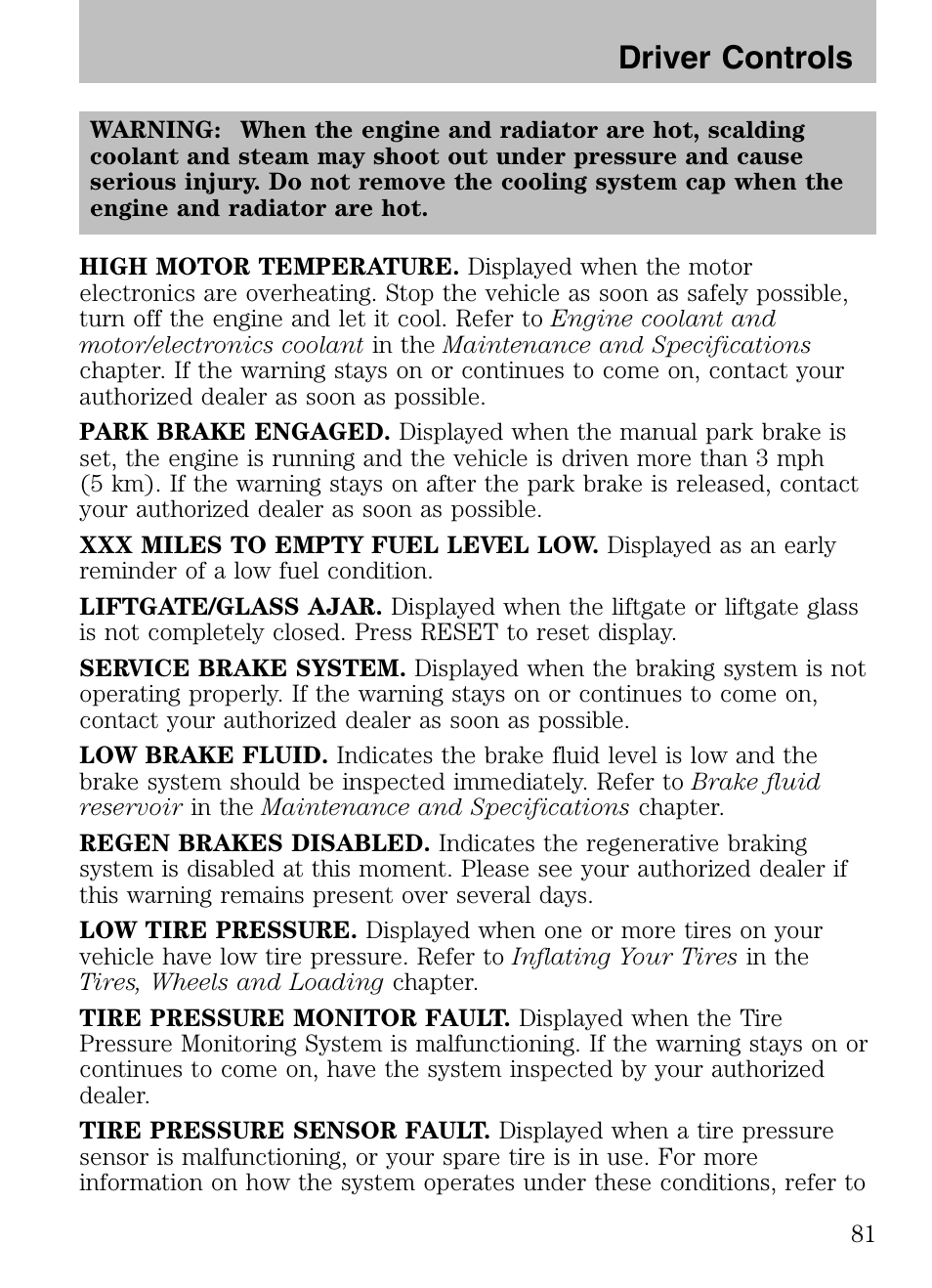 Driver controls | Mazda 2008 Tribute HEV User Manual | Page 81 / 312