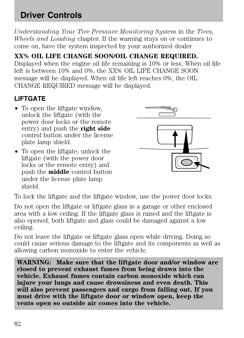 Liftgate, Driver controls | Mazda 2008 Tribute HEV User Manual | Page 82 / 312
