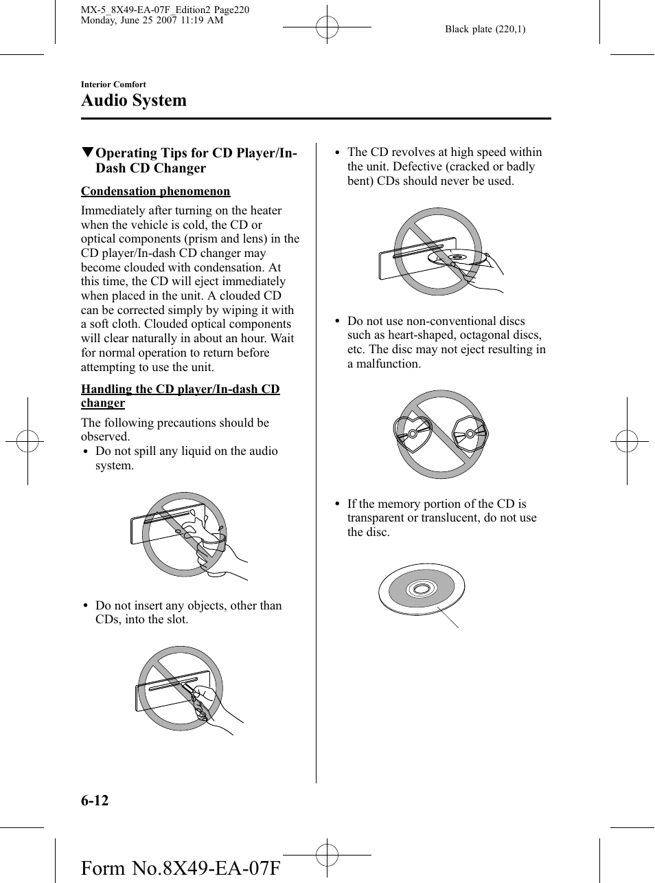 Audio system | Mazda 2008 MX-5 Miata User Manual | Page 220 / 458