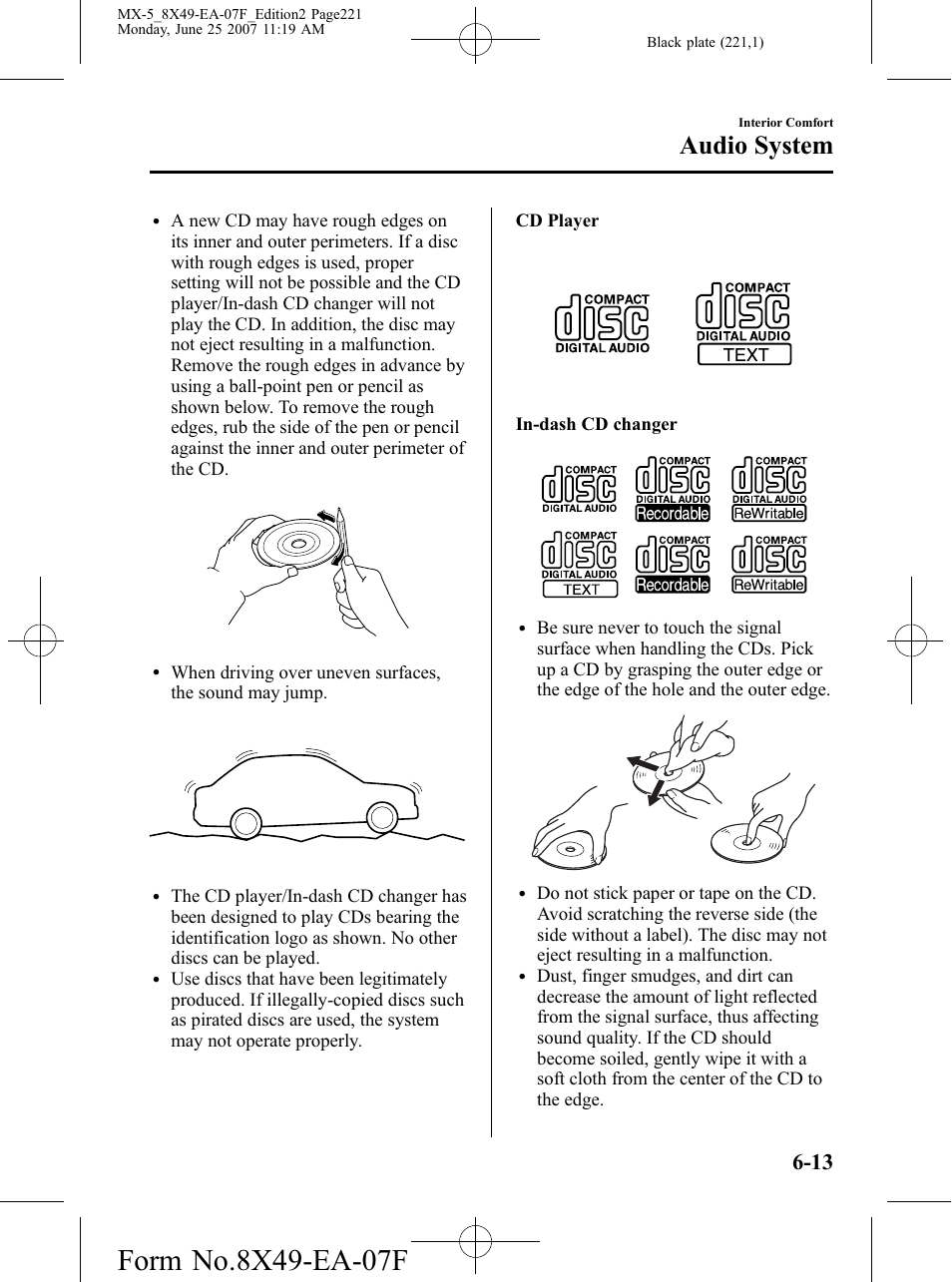 Audio system | Mazda 2008 MX-5 Miata User Manual | Page 221 / 458