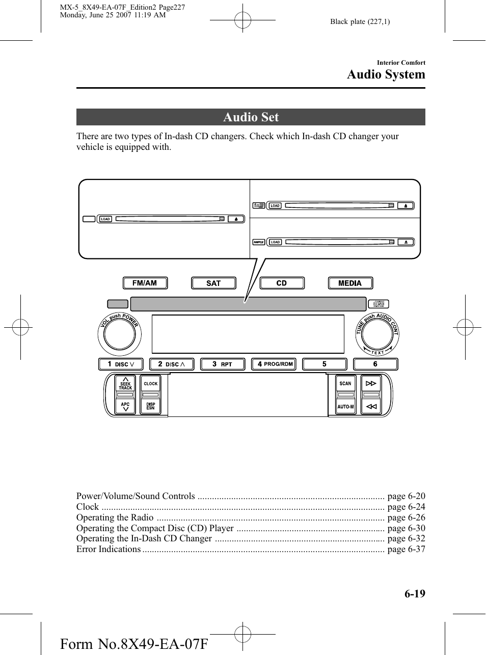 Audio set, Audio set -19, Audio system | Mazda 2008 MX-5 Miata User Manual | Page 227 / 458