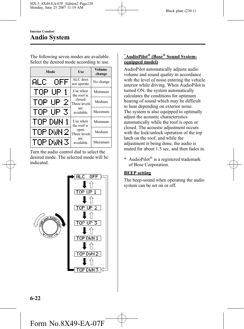 Audio system | Mazda 2008 MX-5 Miata User Manual | Page 230 / 458