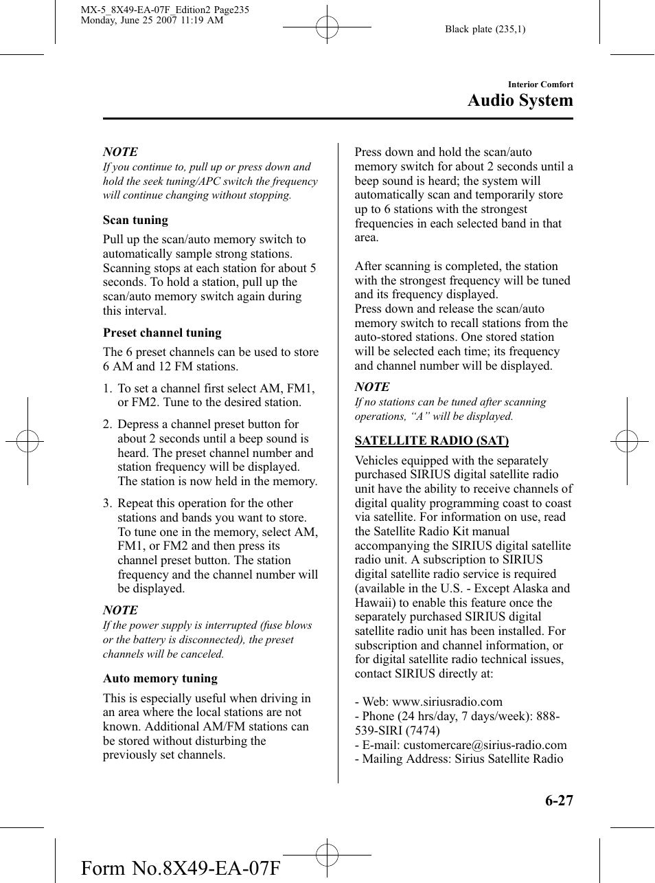 Audio system | Mazda 2008 MX-5 Miata User Manual | Page 235 / 458