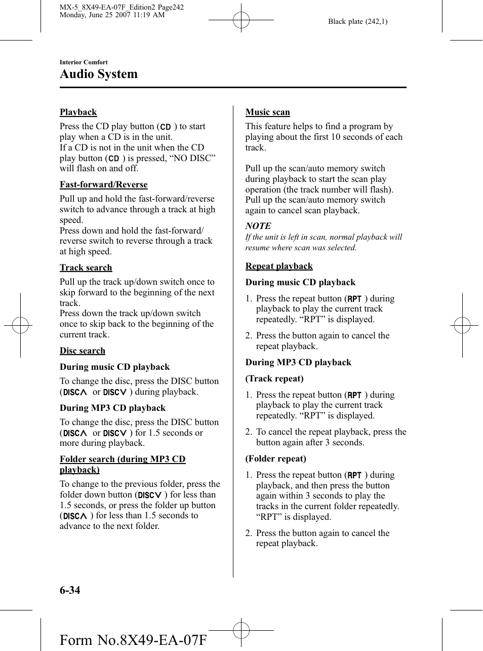 Audio system | Mazda 2008 MX-5 Miata User Manual | Page 242 / 458