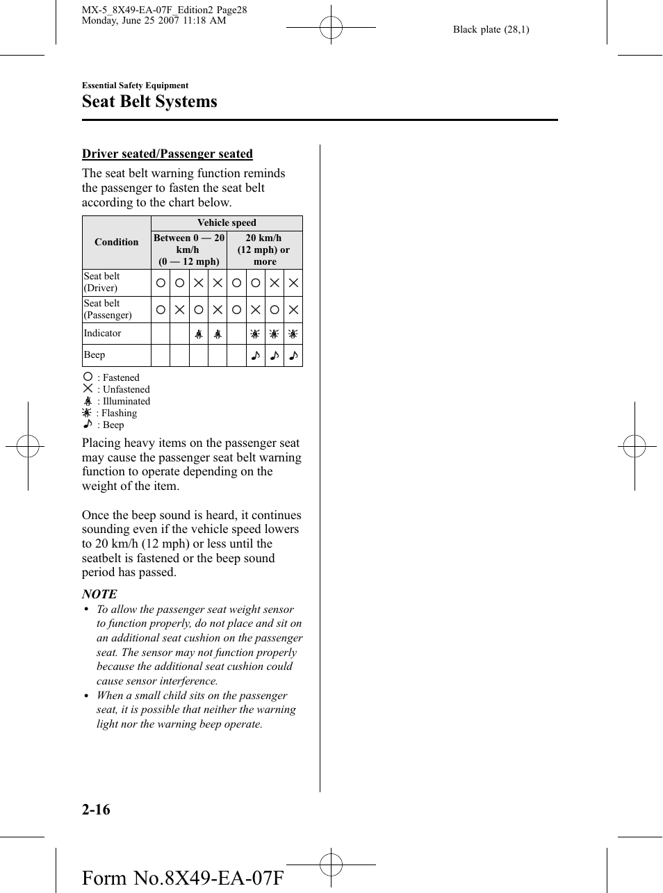 Seat belt systems | Mazda 2008 MX-5 Miata User Manual | Page 28 / 458