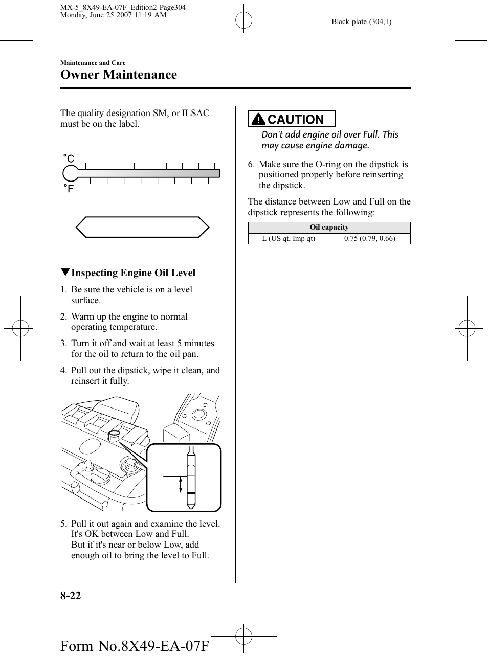 Owner maintenance, Caution | Mazda 2008 MX-5 Miata User Manual | Page 304 / 458