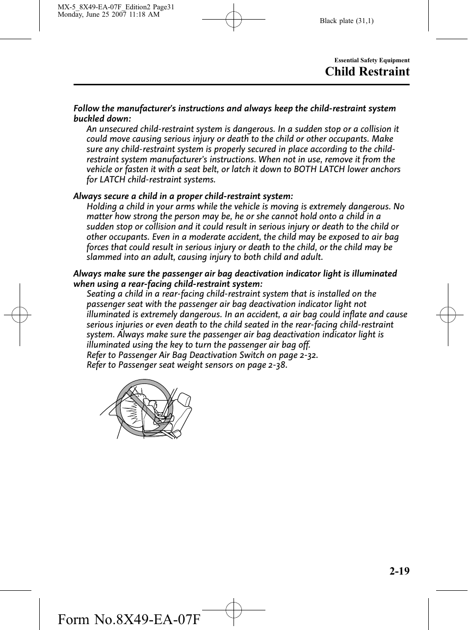 Child restraint | Mazda 2008 MX-5 Miata User Manual | Page 31 / 458