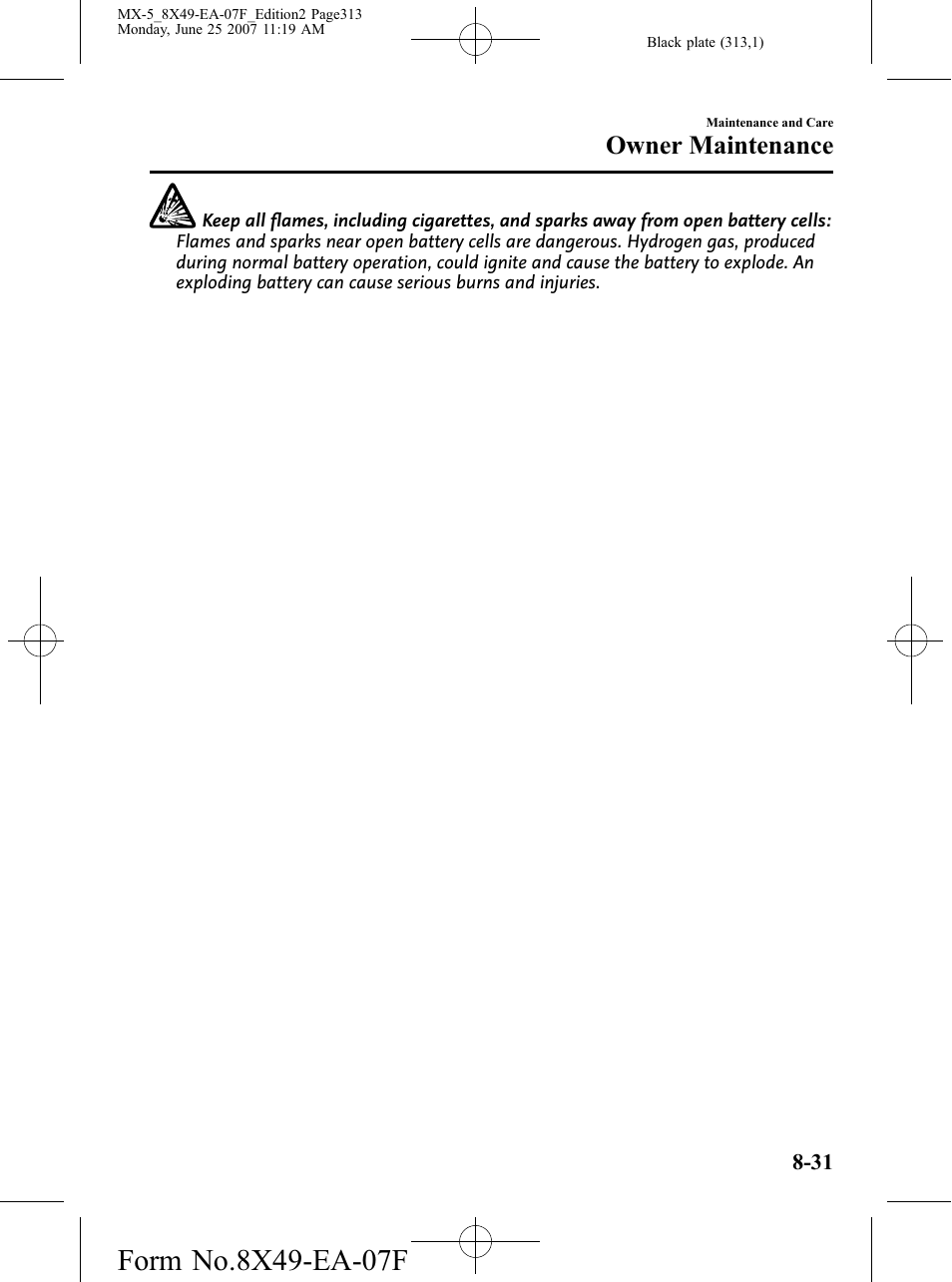 Owner maintenance | Mazda 2008 MX-5 Miata User Manual | Page 313 / 458