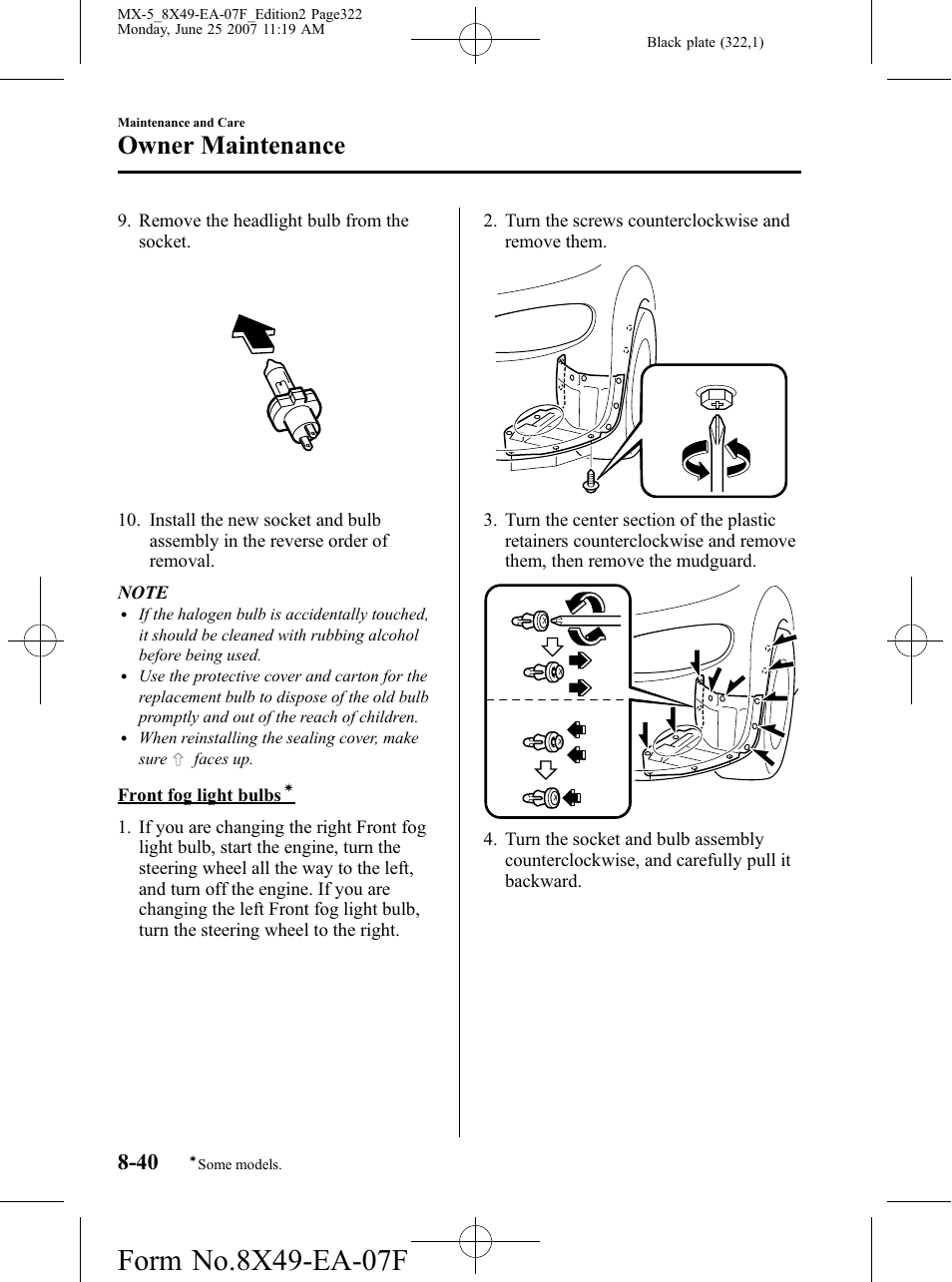Owner maintenance | Mazda 2008 MX-5 Miata User Manual | Page 322 / 458