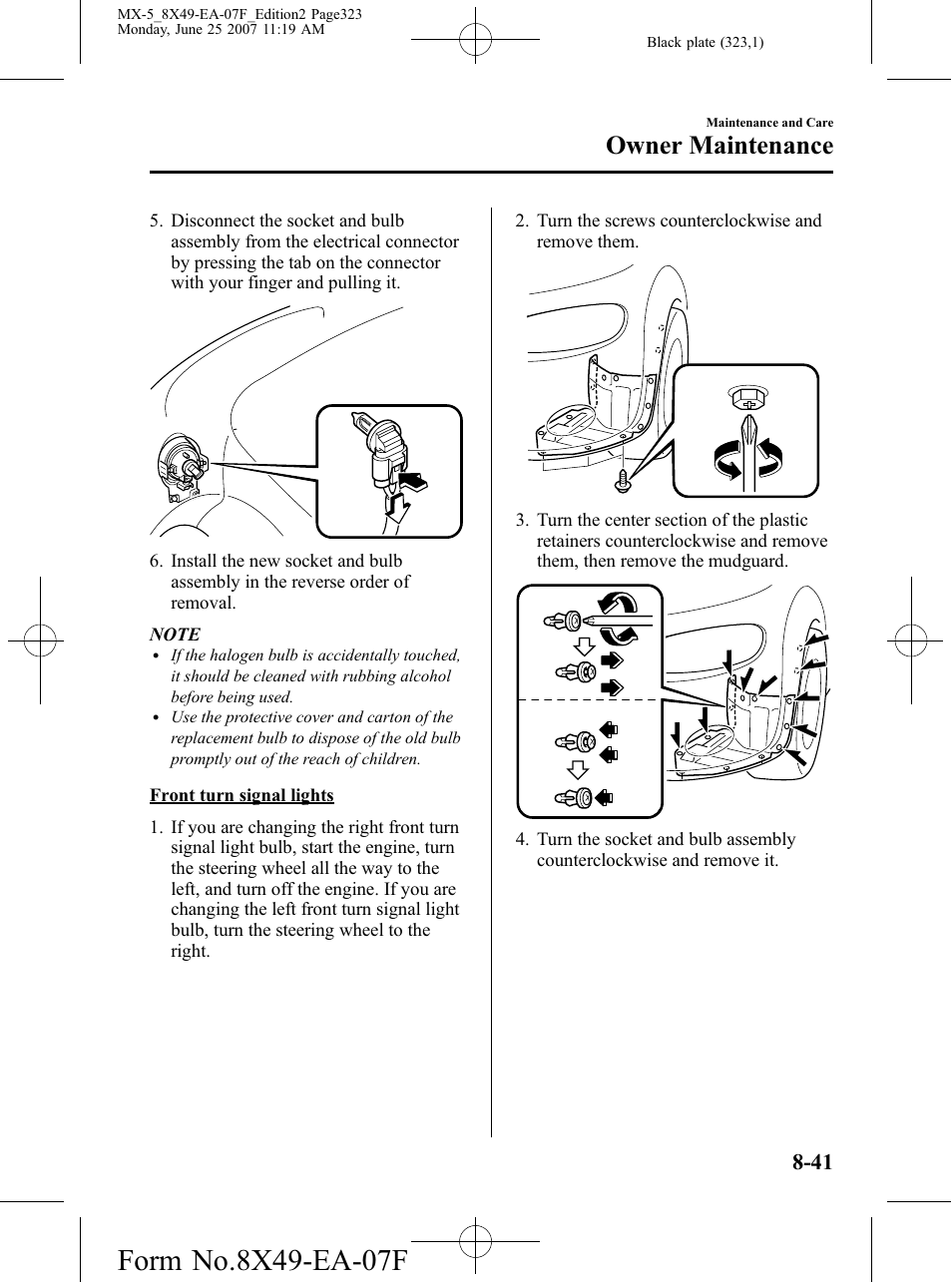 Owner maintenance | Mazda 2008 MX-5 Miata User Manual | Page 323 / 458