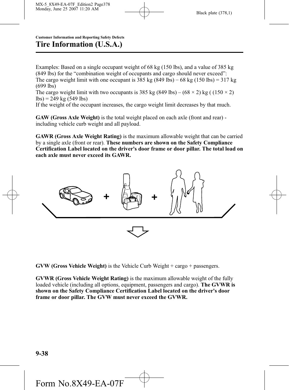 Tire information (u.s.a.) | Mazda 2008 MX-5 Miata User Manual | Page 378 / 458