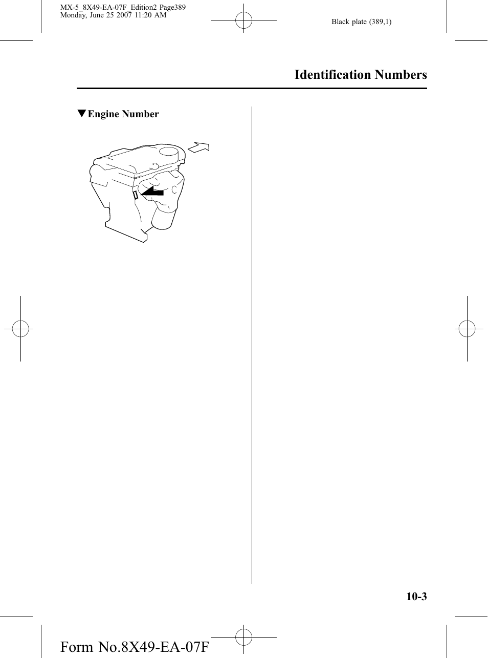 Identification numbers | Mazda 2008 MX-5 Miata User Manual | Page 389 / 458