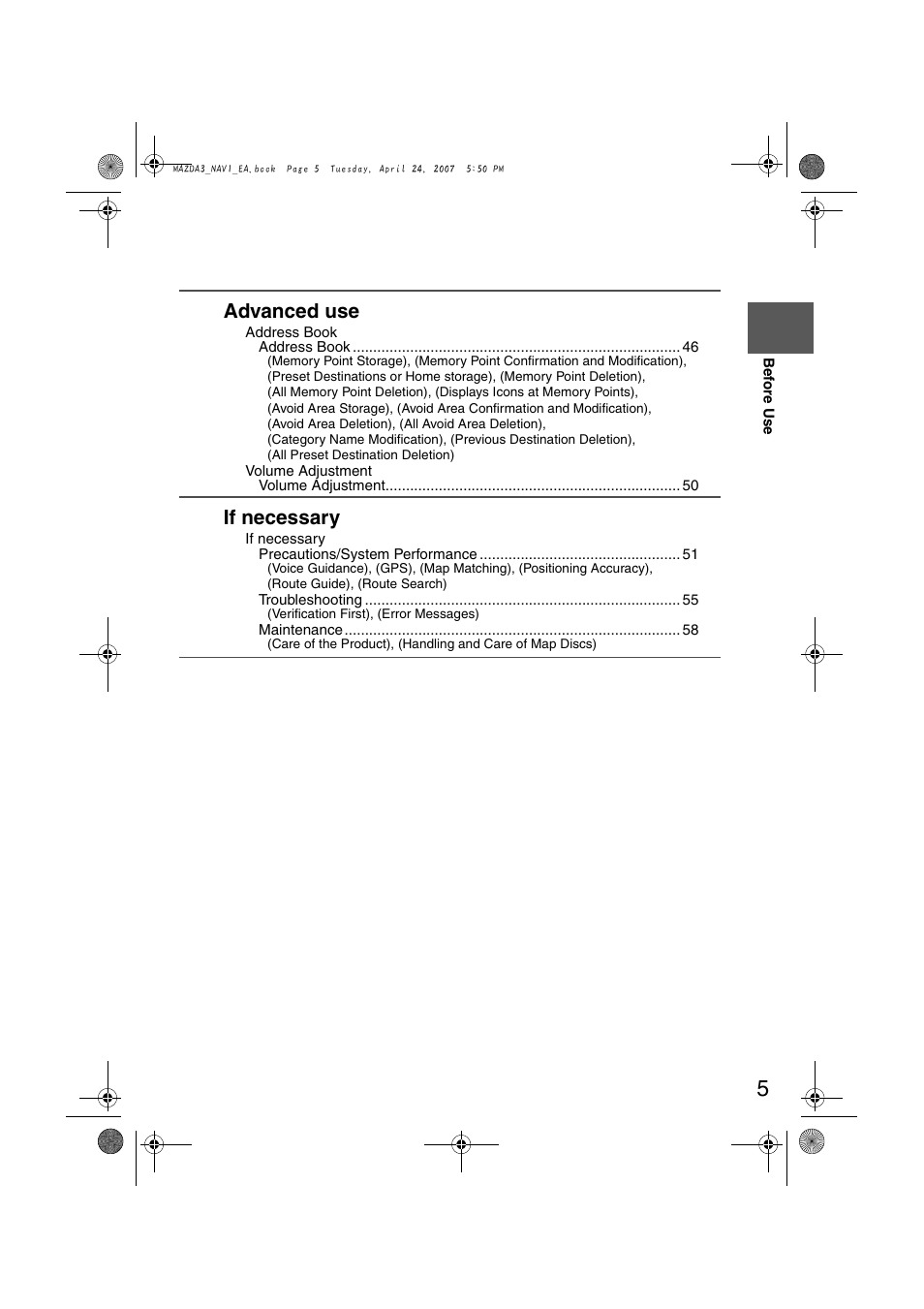 Advanced use, If necessary | Mazda 2008 MX-5 Miata User Manual | Page 405 / 458