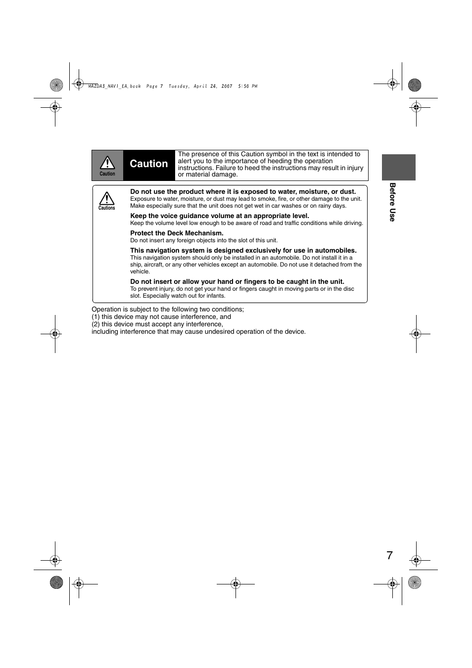 Caution | Mazda 2008 MX-5 Miata User Manual | Page 407 / 458