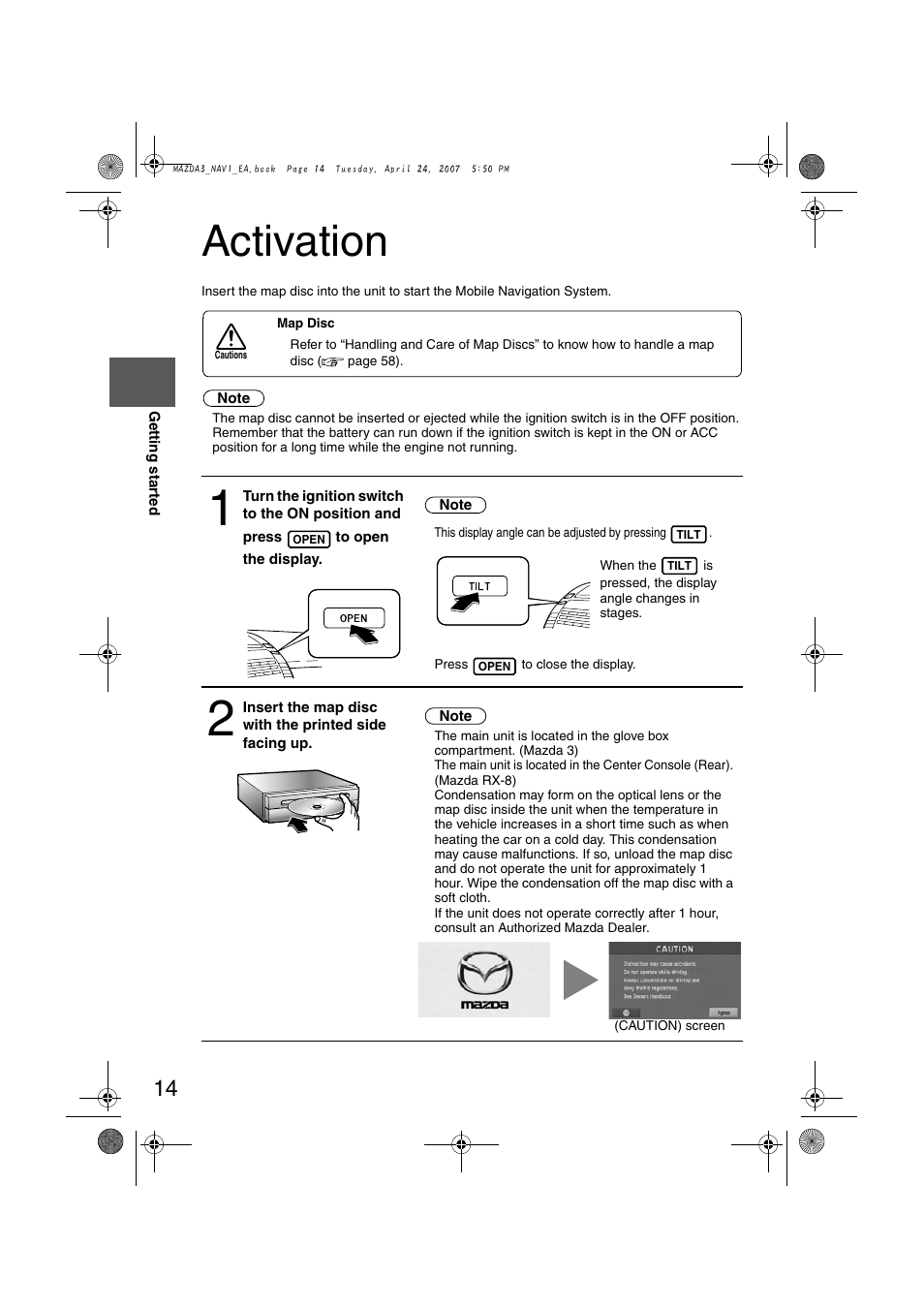 Activation | Mazda 2008 MX-5 Miata User Manual | Page 414 / 458