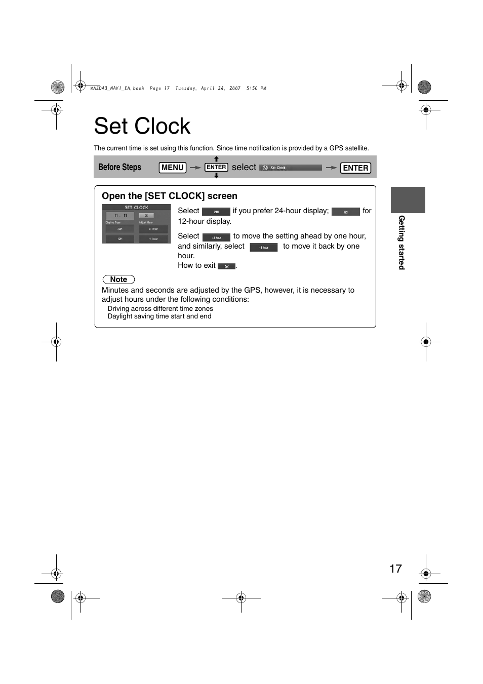 Set clock | Mazda 2008 MX-5 Miata User Manual | Page 417 / 458