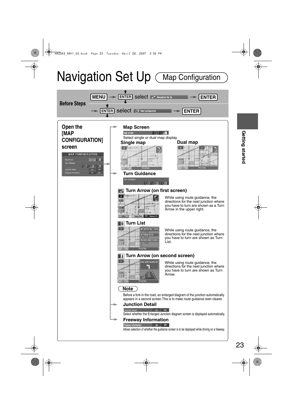 Navigation set up, Map configuration | Mazda 2008 MX-5 Miata User Manual | Page 423 / 458