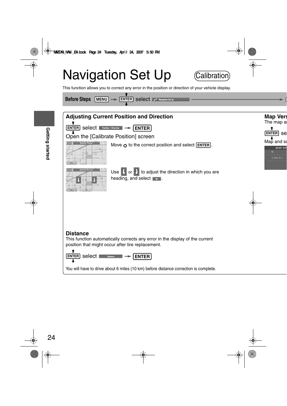 Navigation set up, Calibration | Mazda 2008 MX-5 Miata User Manual | Page 424 / 458