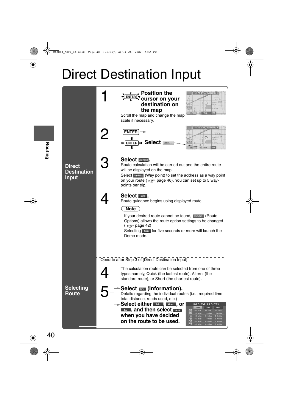 Direct destination input | Mazda 2008 MX-5 Miata User Manual | Page 440 / 458