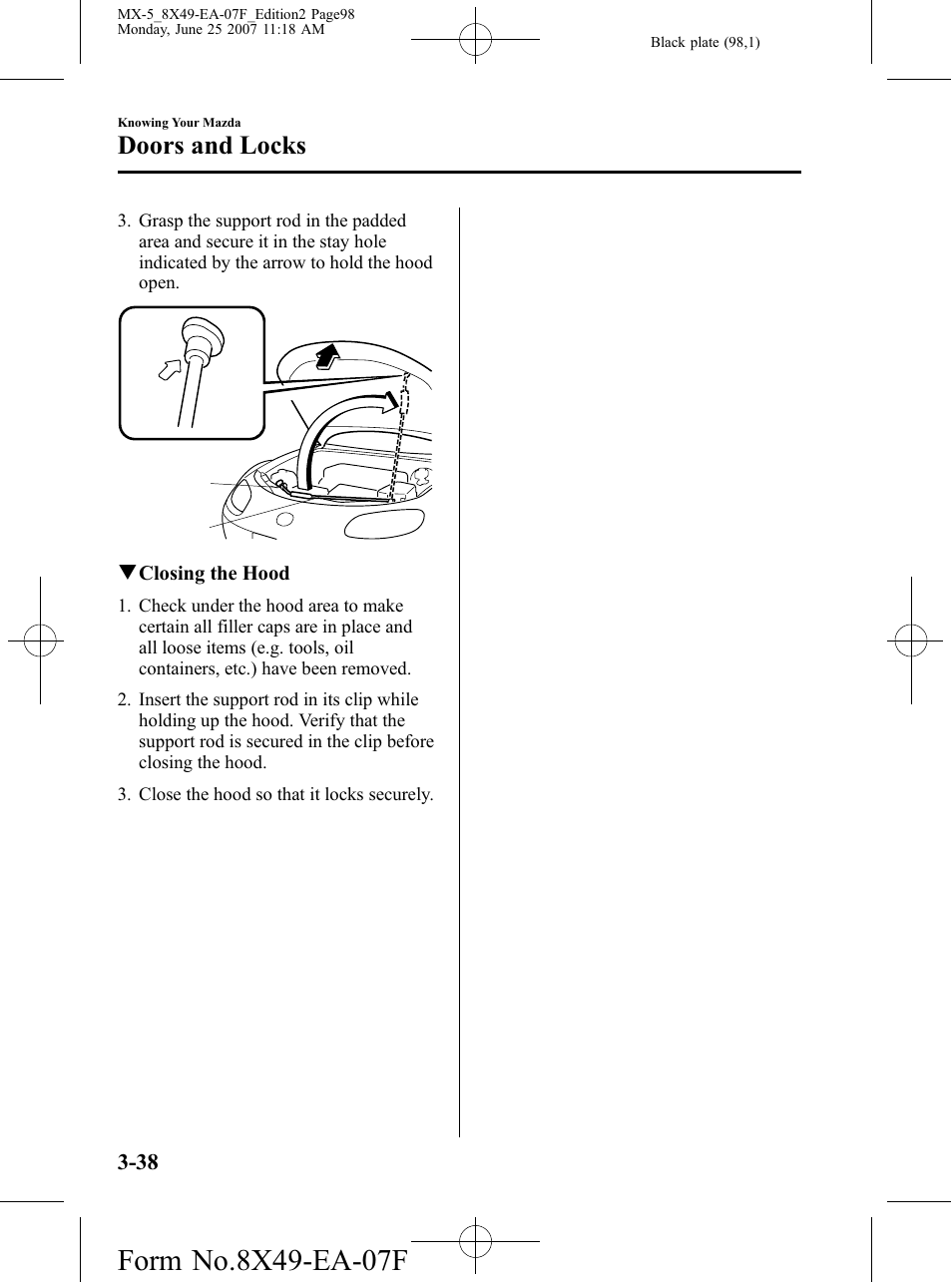 Doors and locks | Mazda 2008 MX-5 Miata User Manual | Page 98 / 458