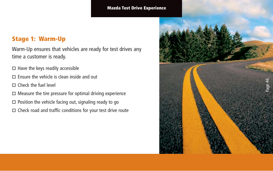 Stage 1: warm-up | Mazda 2005 User Manual | Page 46 / 58