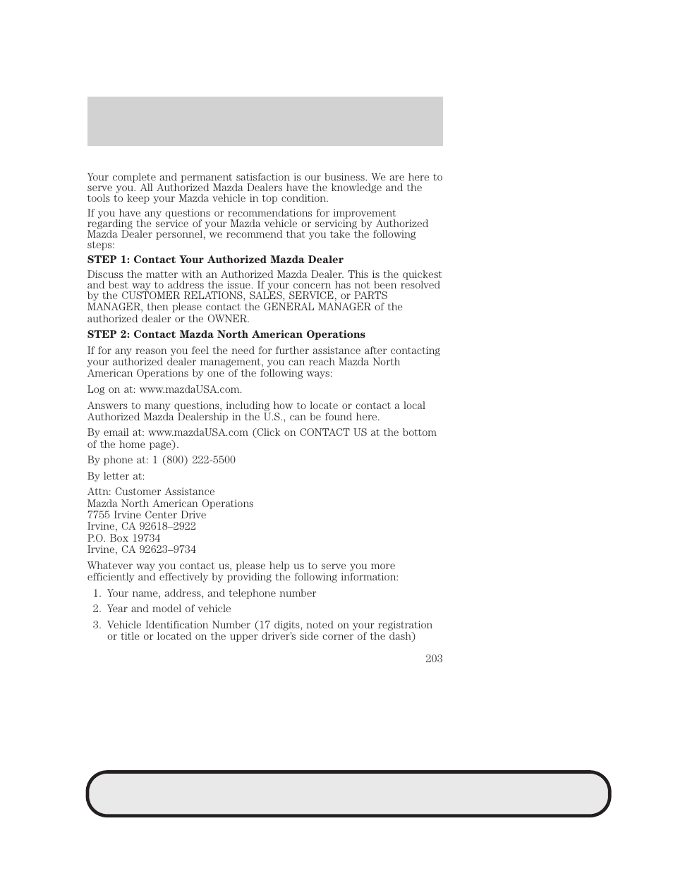 Customer assistance | Mazda 2007 B2300 Truck User Manual | Page 203 / 279