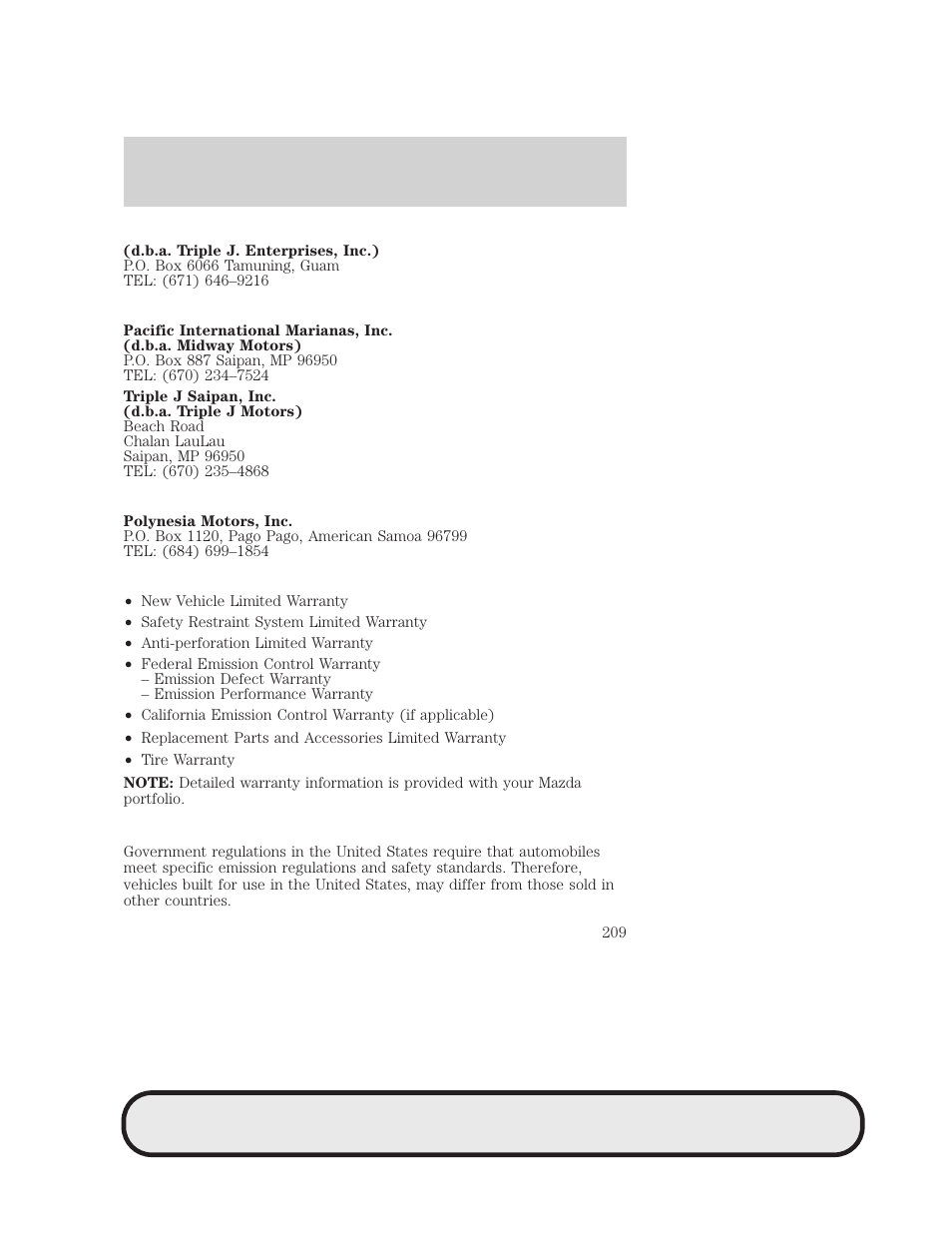 Customer assistance | Mazda 2007 B2300 Truck User Manual | Page 209 / 279