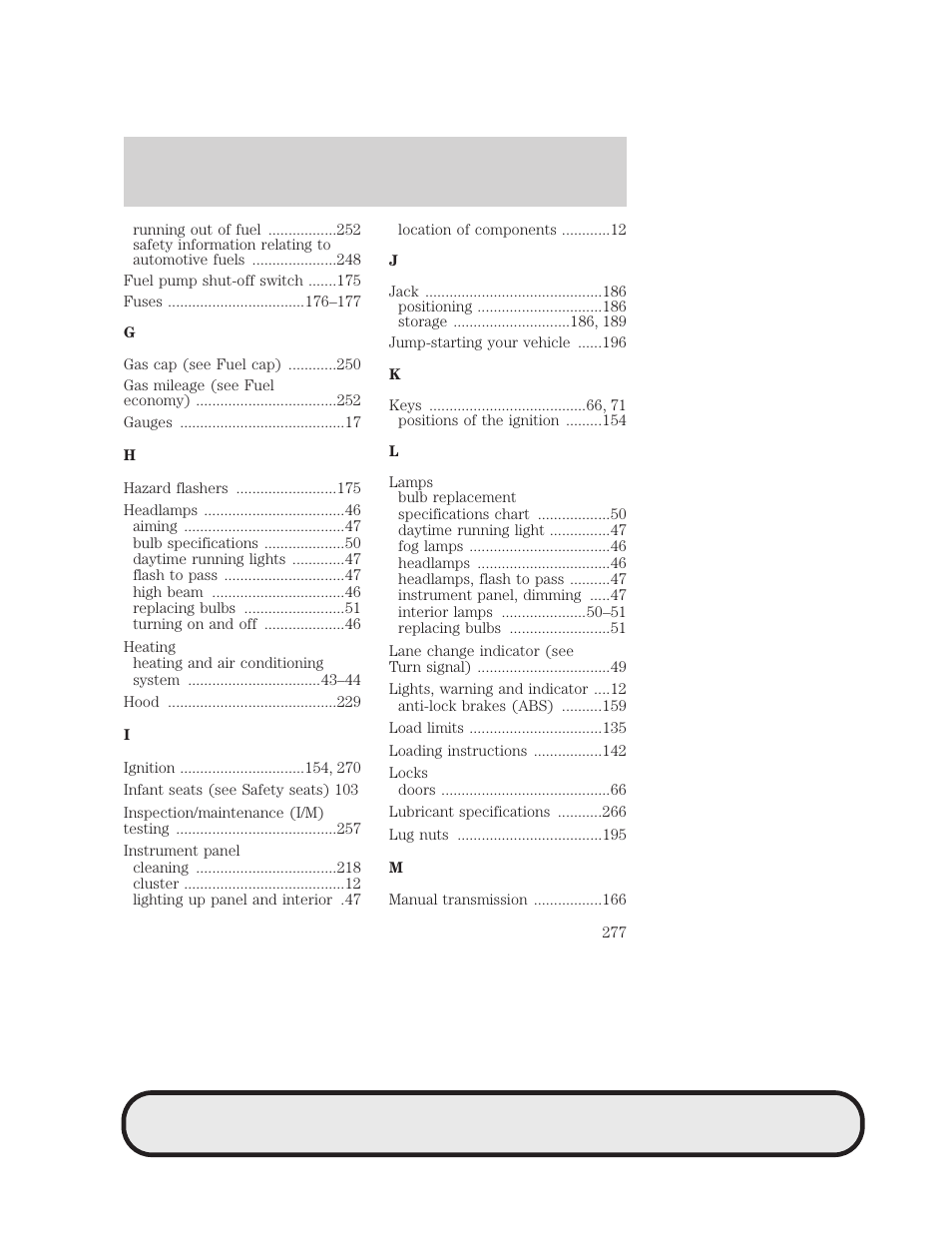 Index | Mazda 2007 B2300 Truck User Manual | Page 277 / 279