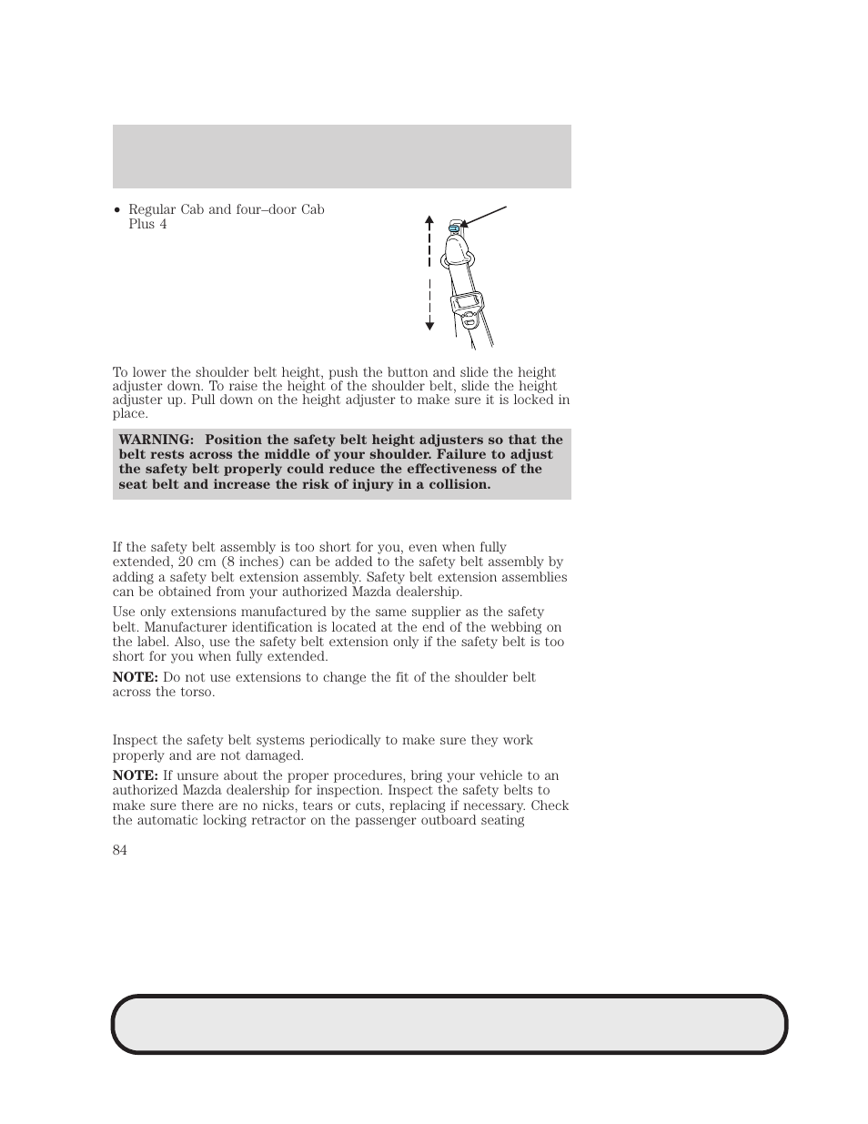 Seating and safety restraints | Mazda 2007 B2300 Truck User Manual | Page 84 / 279