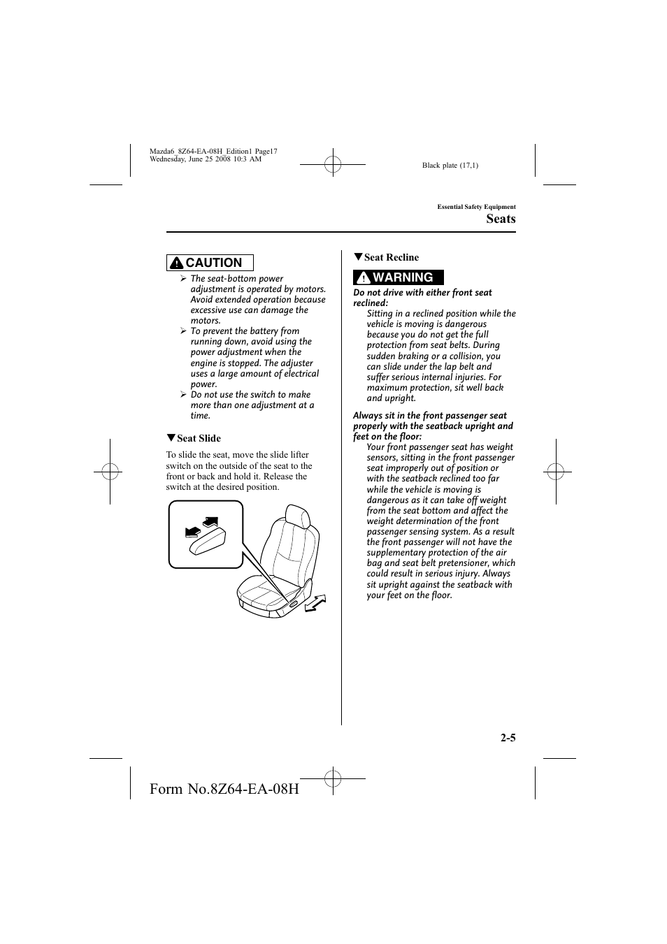 Seats | Mazda 2009 6 User Manual | Page 17 / 464