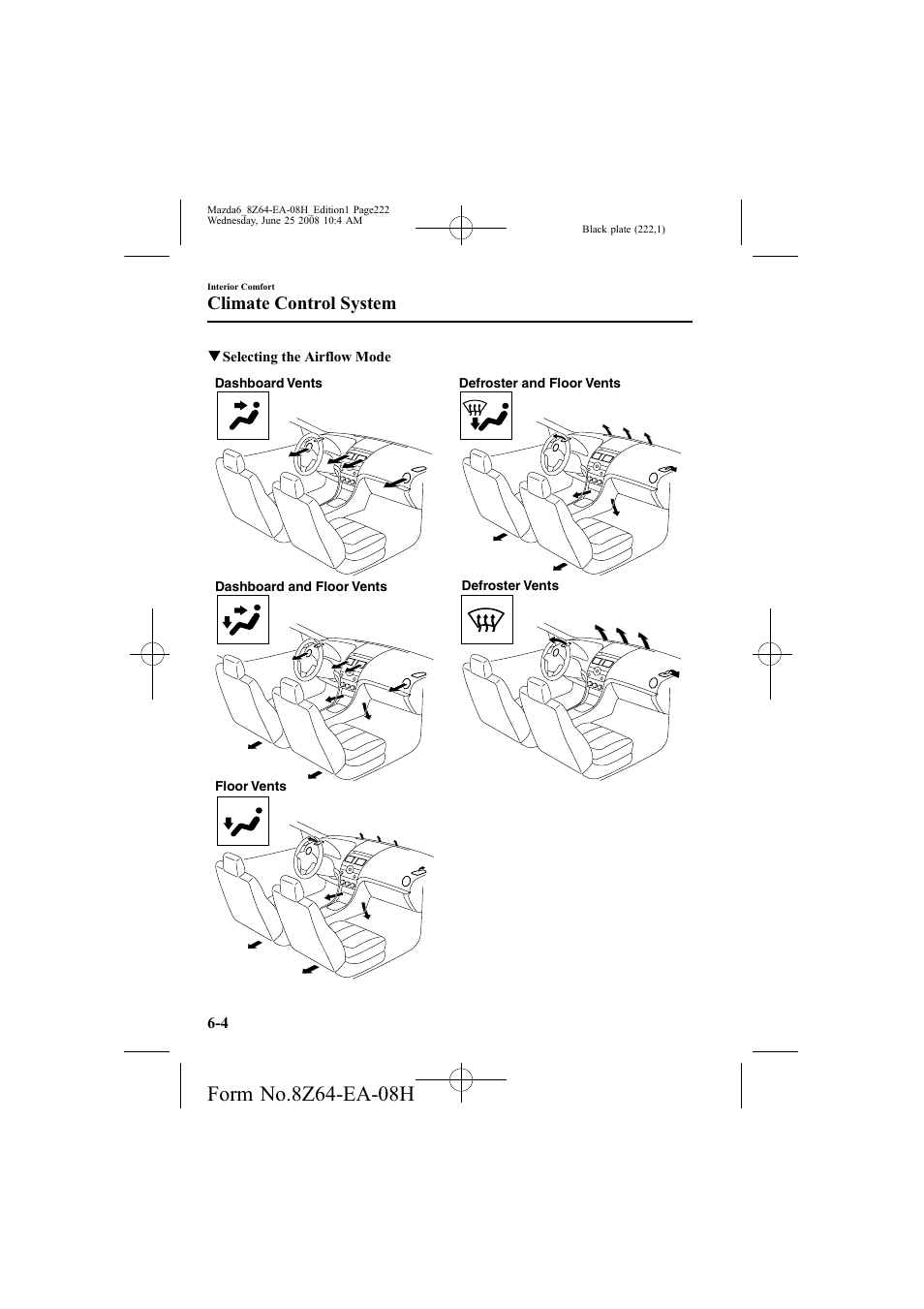 Climate control system | Mazda 2009 6 User Manual | Page 222 / 464