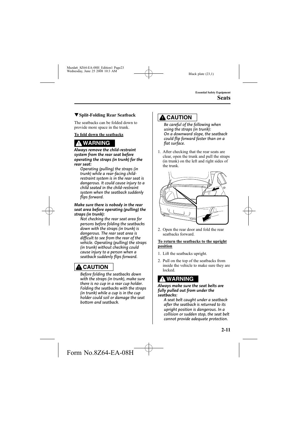 Seats | Mazda 2009 6 User Manual | Page 23 / 464