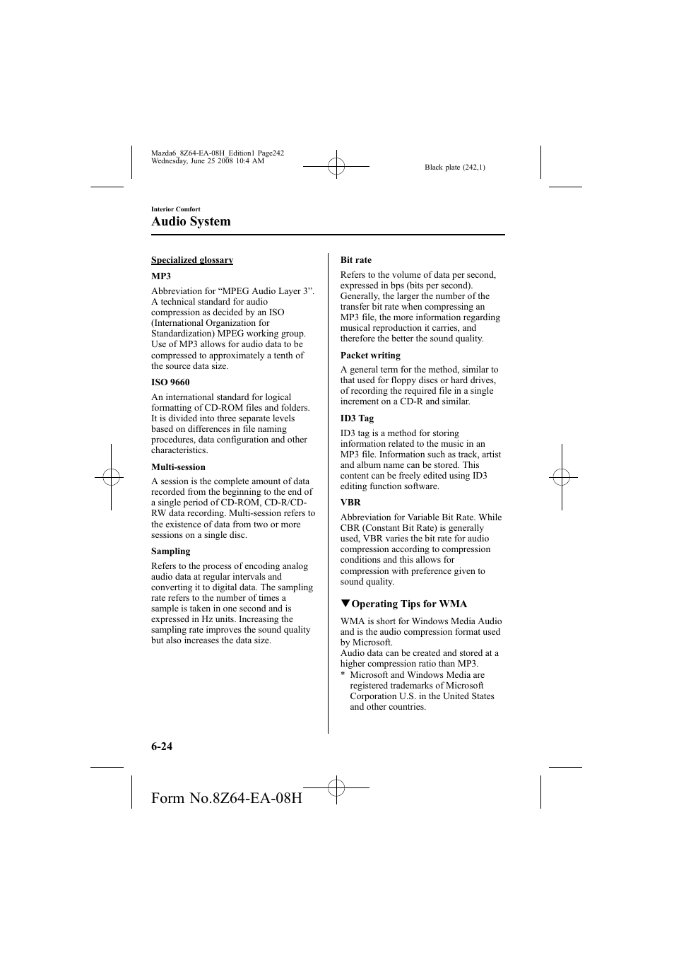 Audio system | Mazda 2009 6 User Manual | Page 242 / 464