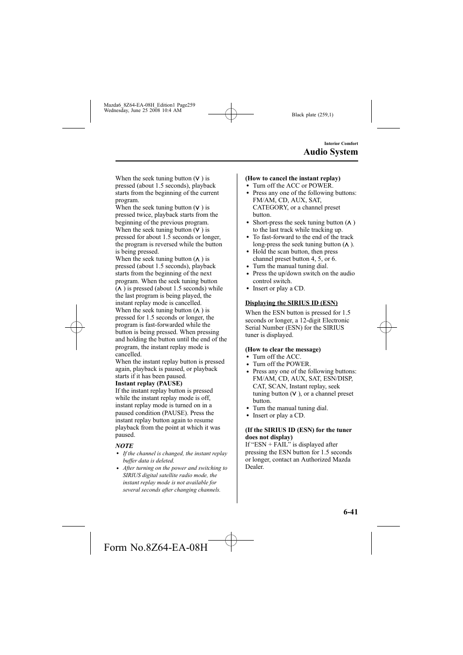 Audio system | Mazda 2009 6 User Manual | Page 259 / 464