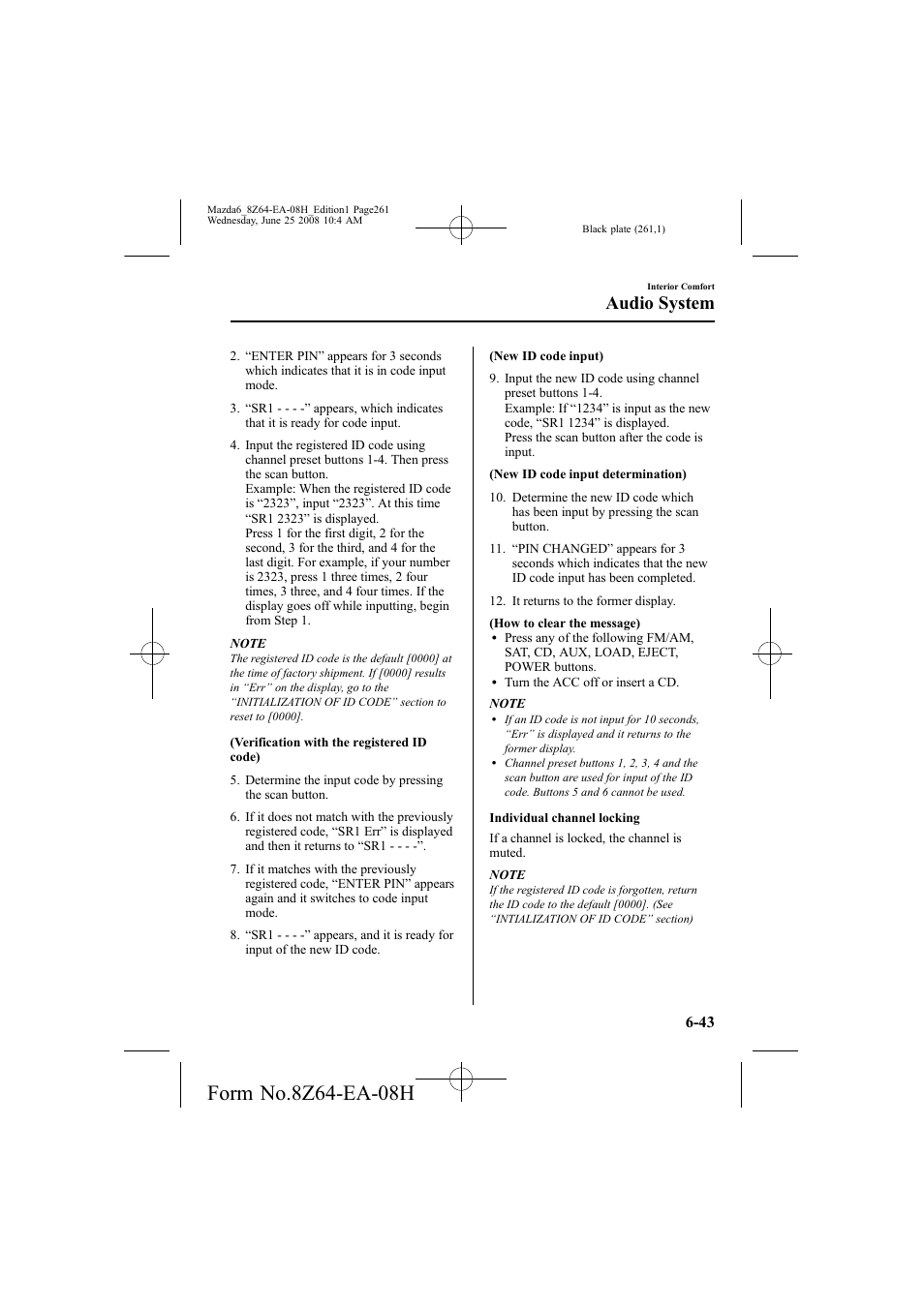 Audio system | Mazda 2009 6 User Manual | Page 261 / 464