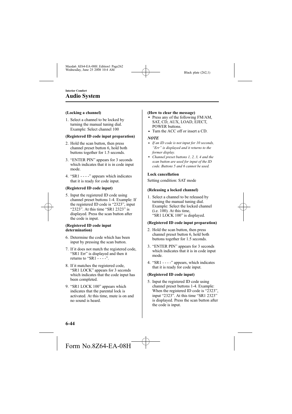 Audio system | Mazda 2009 6 User Manual | Page 262 / 464