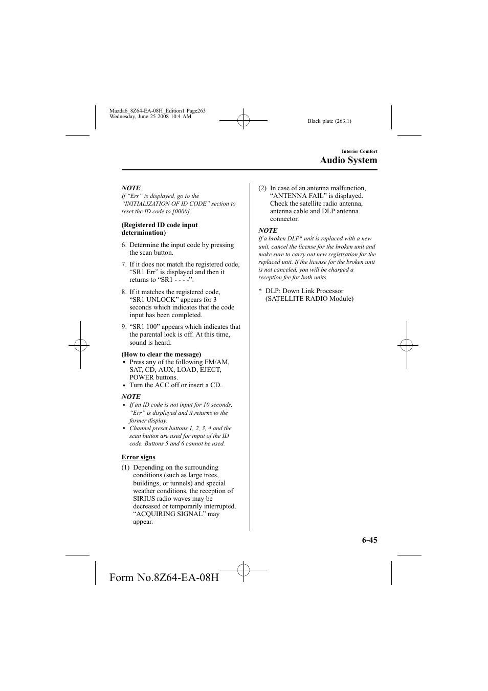 Audio system | Mazda 2009 6 User Manual | Page 263 / 464
