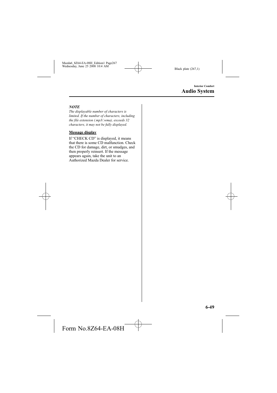 Audio system | Mazda 2009 6 User Manual | Page 267 / 464