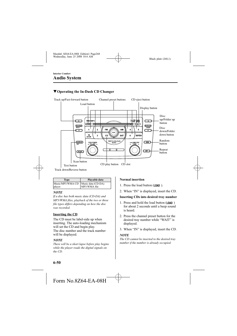 Audio system | Mazda 2009 6 User Manual | Page 268 / 464