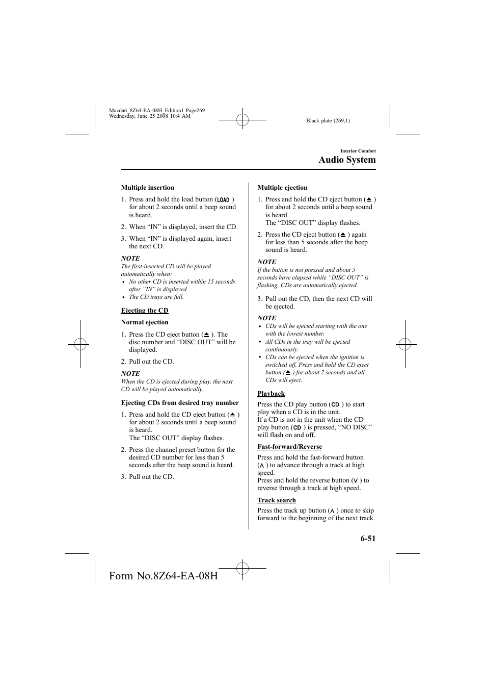 Audio system | Mazda 2009 6 User Manual | Page 269 / 464