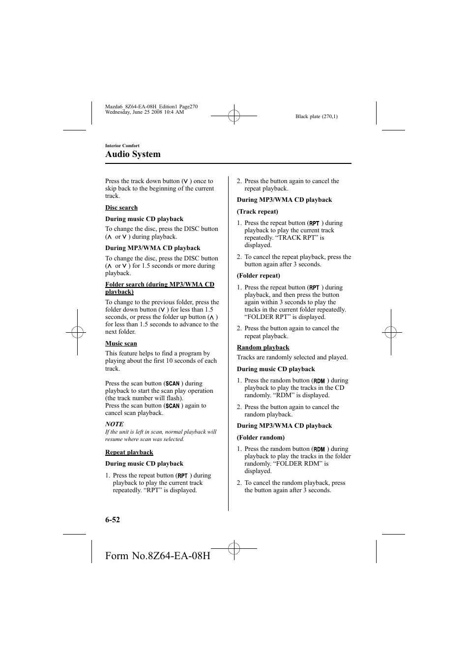 Audio system | Mazda 2009 6 User Manual | Page 270 / 464