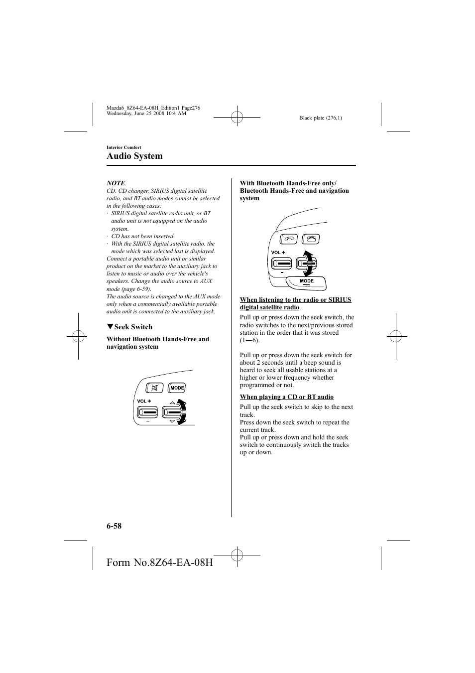 Audio system | Mazda 2009 6 User Manual | Page 276 / 464
