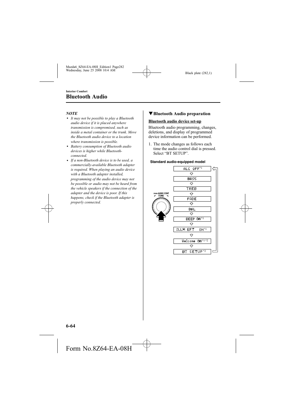 Bluetooth audio, Qbluetooth audio preparation | Mazda 2009 6 User Manual | Page 282 / 464