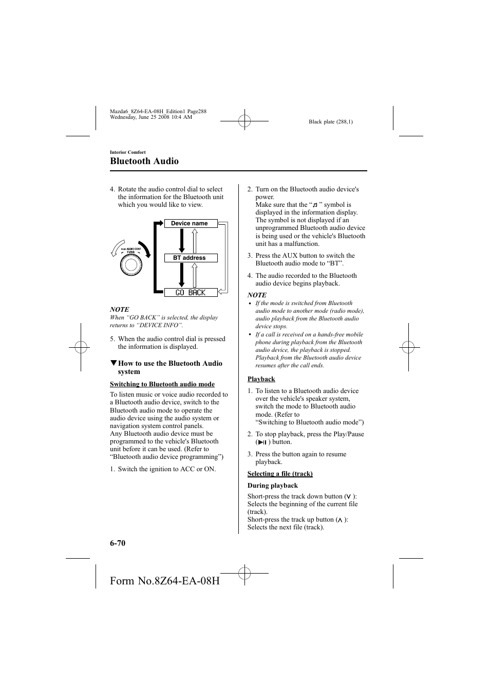 Bluetooth audio | Mazda 2009 6 User Manual | Page 288 / 464