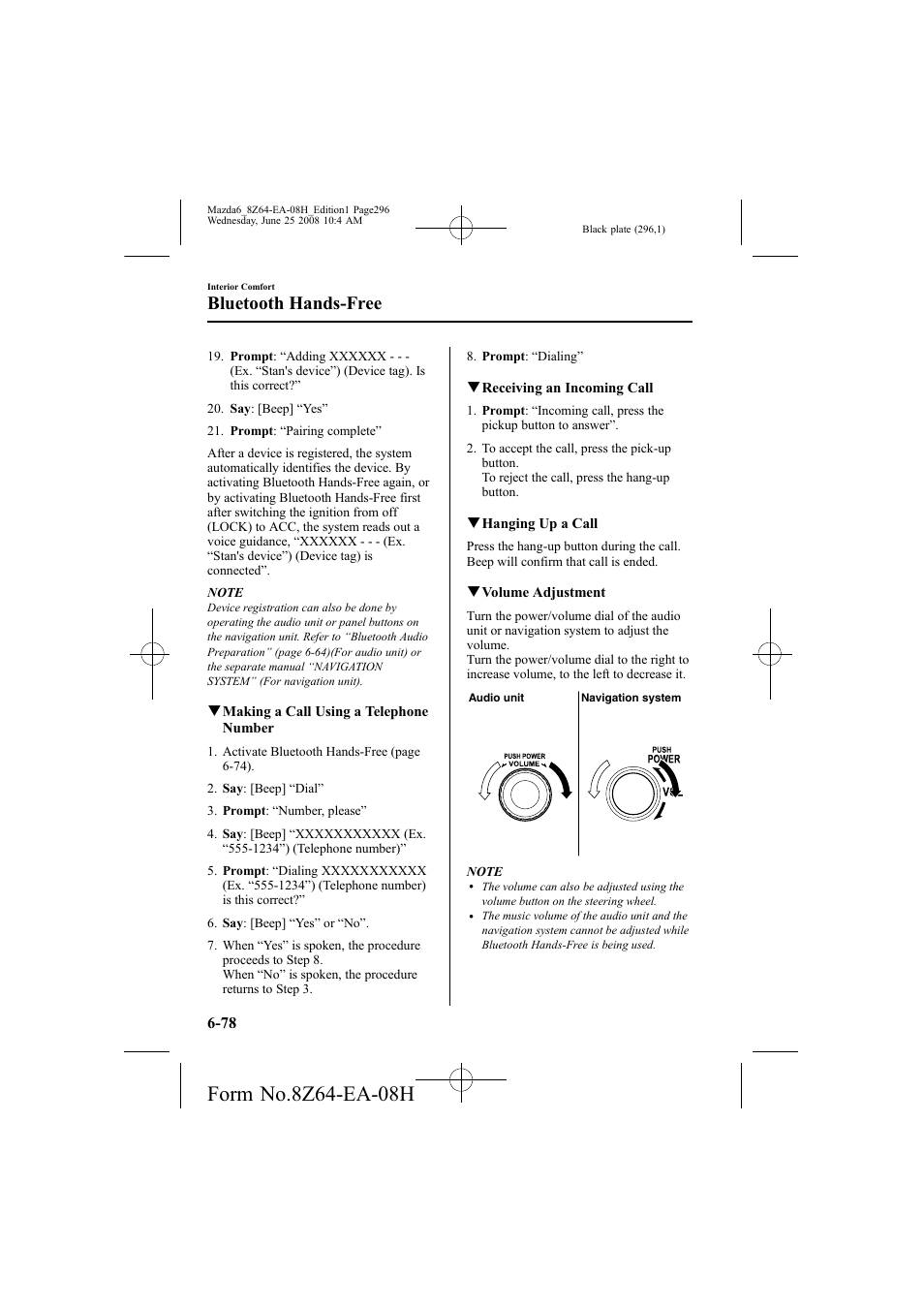 Bluetooth hands-free | Mazda 2009 6 User Manual | Page 296 / 464