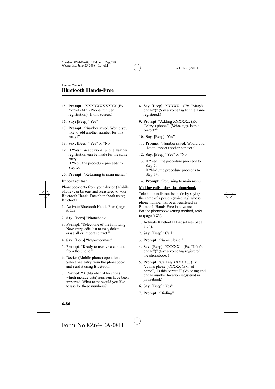 Bluetooth hands-free | Mazda 2009 6 User Manual | Page 298 / 464