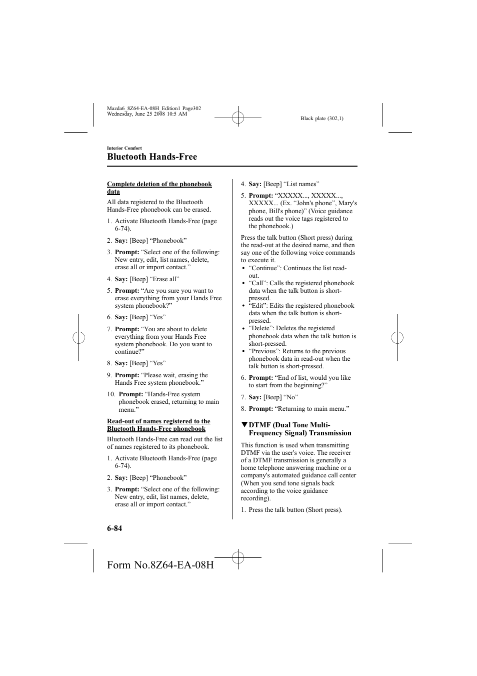 Bluetooth hands-free | Mazda 2009 6 User Manual | Page 302 / 464