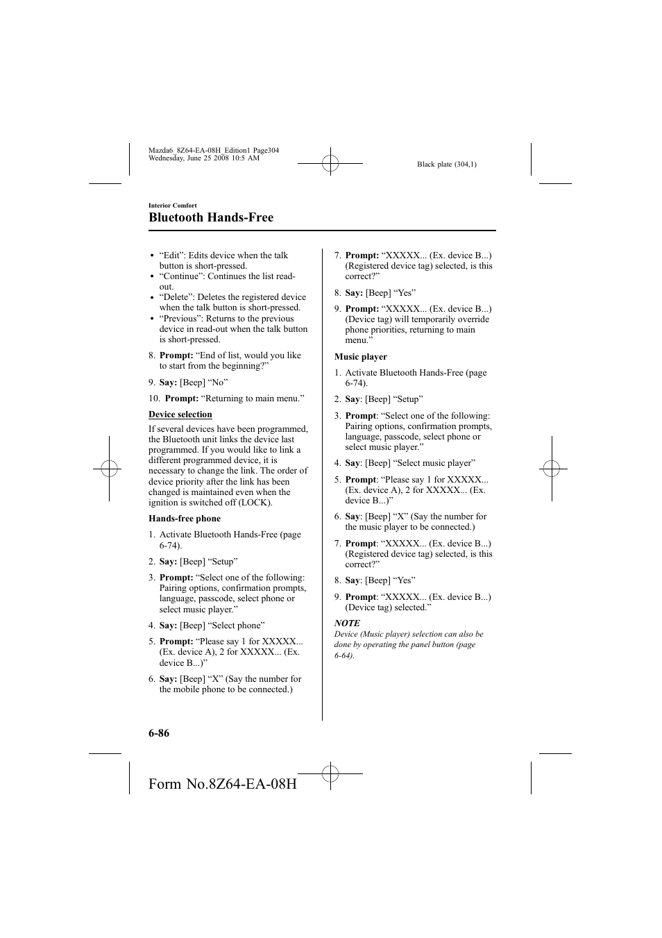 Bluetooth hands-free | Mazda 2009 6 User Manual | Page 304 / 464