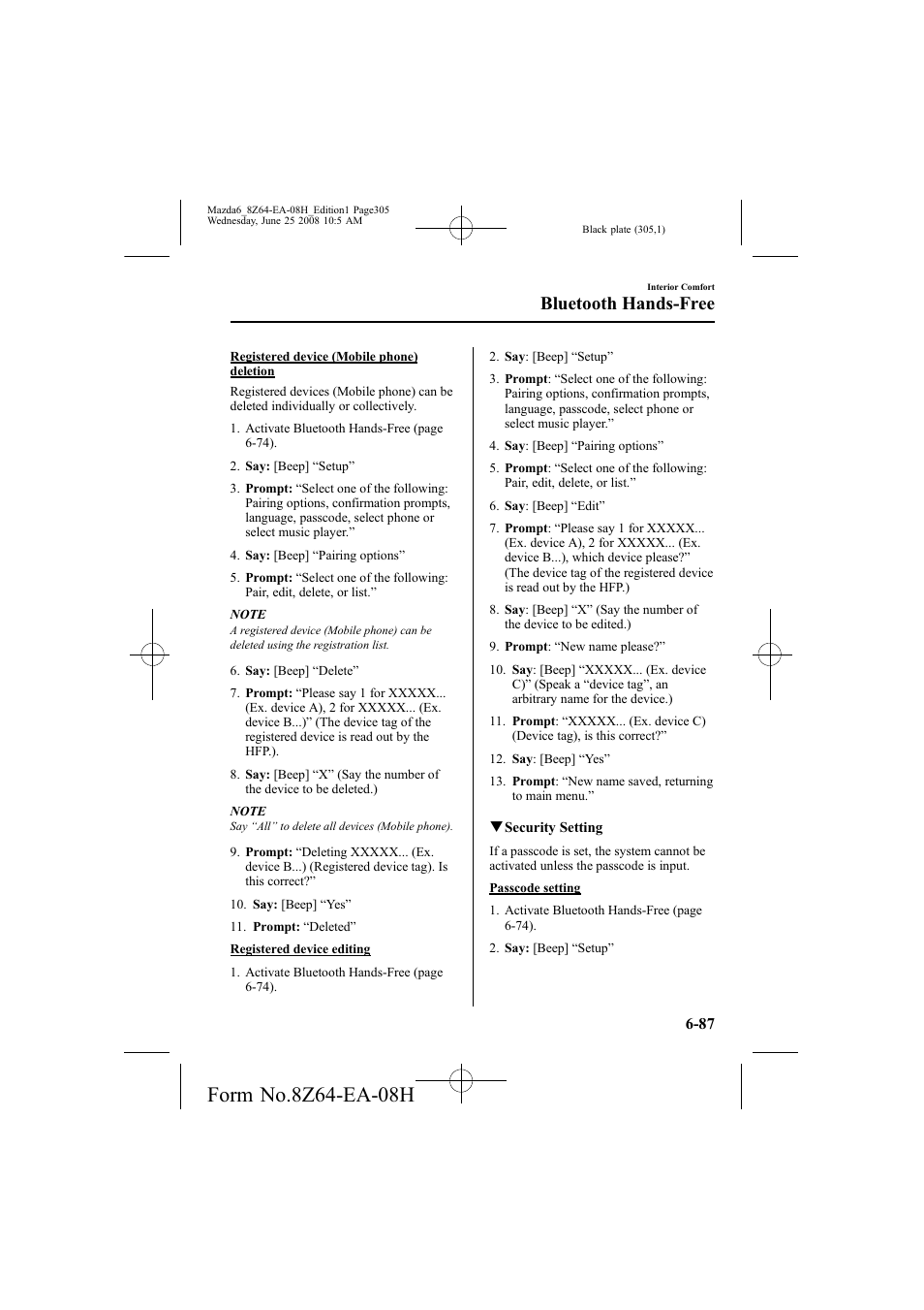 Bluetooth hands-free | Mazda 2009 6 User Manual | Page 305 / 464