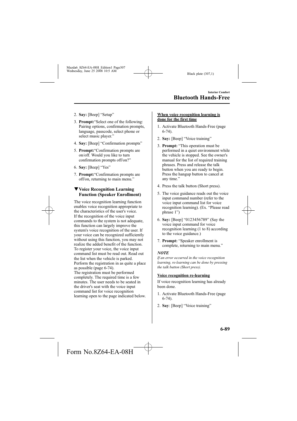 Bluetooth hands-free | Mazda 2009 6 User Manual | Page 307 / 464